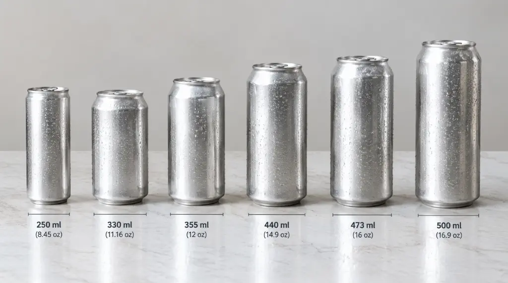 How Tall Is a Beer Can? 4 How Tall Is a Beer Can? Beer can size comparison showing 250 ml to 500 ml cans.
