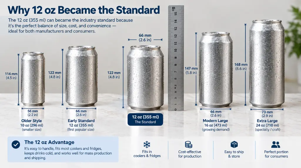How Tall Is a Beer Can? 5 Why 12 oz became the standard: beer can size comparison with ruler.